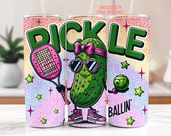 Pickle Ballin 20oz Tumbler Wrap, Cute Pickleball PNG, Funny Pickle Ball Sublimation Design, Coquette Pickle Skinny Wrap, Pickball Gifts