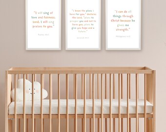 3 Print Bundle, Christian Wall Art Kids, Girls Bedroom Print, Bible Verse print for Children, Christian Nursery Decor