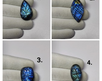 Gorgeous Labradorite Flower Carvings | Multi Flashy Labradorite Carved Cabochon | Natural Labradorite Carving Cabochon For Jewelry Making