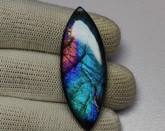 Rainbow Fire Labradorite Cabochon | AAA Labradorite Loose Gemstone | Labradorite Flashy Cabochon |19×51mm Marquise Labradorite For Pendant