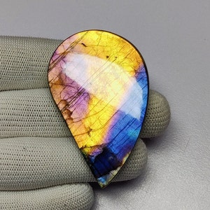 Hochwertiger Labradorit-Edelstein-Cabochon | Multi Lila Labradorit Fancy Cabochon | Seltener Labradorit-Cabochon für Anhängerschmuck