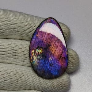 Hochwertiger Labradorit Stein Cabochon | Lila Und Orange Feuer Labradorit Cabochon | Großer Labradorit Fancy Cabochon |