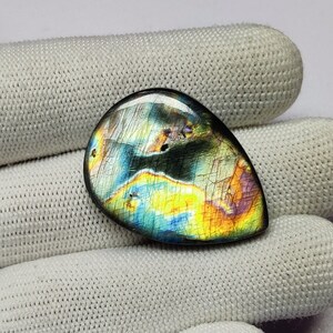 Multi Purple Labradorite | Labradorite Crystal | Labradorite Cabochon | Flat Back | Healing Crystals | Pear Shape Labradorite Loose Gemstone