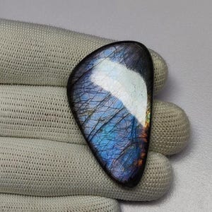 Grand cabochon labradorite flashy | Pierres précieuses en vrac de forme fantaisie labradorite pourpre | Cabochon en labradorite poli à la main | Cabine de fabrication de macramé