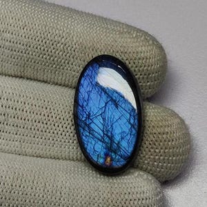 Cabochon ovale unique en labradorite de feu | Cabochon flashy Labradorite feu vert de mer | Cabochon de pierre précieuse de labradorite naturelle | Cabochon de 17 × 30 mm