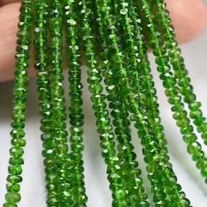 AAA Chrome Diopside Rondelle Faceted Beads | Natural Chrome Diopside Stone Beads | Chrome Diopside Rondelle Beads | Chrome Diopside Beads