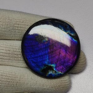 Cabochão redondo de labradorita de alta qualidade | Cabochão de labradorita roxa | Pedra de labradorita redonda grande | Labradorita natural para colar