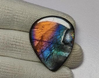 High Quality Labradorite Cabochon | Unique Rainbow Fire Labradorite Stone | Rainbow Labradorite Pear Cabochon | Rare Labradorite Cab