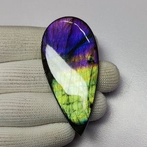 Hoge kwaliteit multi-paarse labradoriet cabochon | Flitsende labradoriet steen cabochon | Paarse labradoriet peervorm cabochon | Grote cabochon
