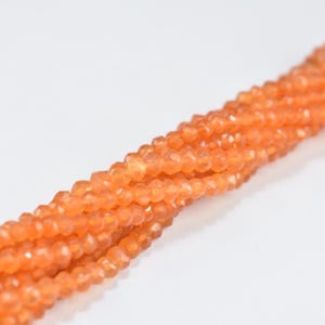 Carnelian Beads | Carnelian Faceted Rondelle Shape Beads | 3.5mm Carnelian Faceted Gemstone Beads | Natural Carnelian Strands | Orange Beads