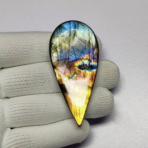 Cabochon de pierres précieuses de poire Labradorite rare | Cabochon en labradorite naturelle | Cabochon de fabrication de bijoux en labradorite Fire Play | Labradorite de guérison