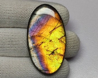 Natural Multi Spectrolite Labradorite Cabochon | Flashy Spectrolite Labradorite Gemstone | Labradorite Oval Shape Cabochon | 27×49×6mm Cab