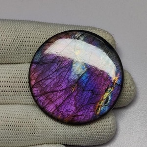 Cabochon de labradorite de qualité supérieure | Grand cabochon rond en pierre de labradorite | Cabochon rond en vrac en labradorite pourpre | Labradorite rare