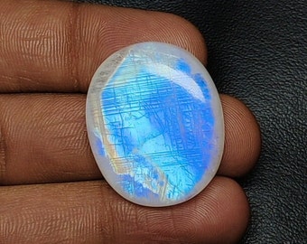 Gorgeous Rainbow Moonstone Stone Cabochon | Blue Moonstone Gemstone | Oval Shape Moonstone Jewelry Making Stone | High Quality Moonstone