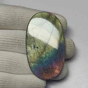 Cabochon di Labradorite di Fuoco Unico / Pietra Preziosa Sfusa di Labradorite da 36×62×6 mm / Cabochon Ovale di Labradorite / Labradorite Arcobaleno per Collana