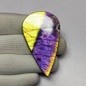 Cabochon en pierre de labradorite de feu rare unique | Cabochon grande taille labradorite multicolore pourpre | Pierres précieuses de labradorite de haute qualité pour collier