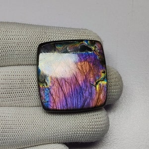 Einzigartiges Feuer Labradorit Cabochon | Multi lila Labradorit Edelstein | Top-Qualität Labradorit Stein Cab | 34 × 35mm Labradorit Quadrat