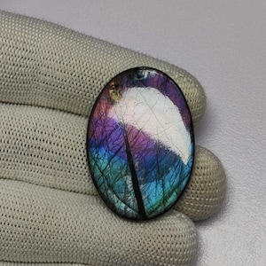 Cabochon unico di labradorite arcobaleno / Cabochon di pietra di labradorite di fuoco arcobaleno / Pietra preziosa di forma ovale / Labradorite per collana