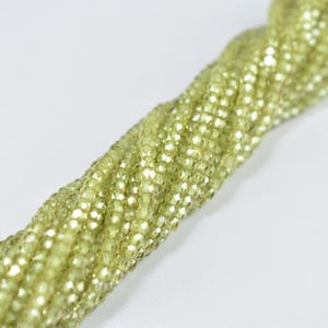 Cubic Zircon Micro Faceted Beads | 2.50mm Green Zircon Faceted Rondelle Beads | Cubic Zirconia Beads Strand | Zircon Rondelle Shape Beads