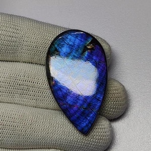 Designer Labradorite viola fuoco Cabochon / Labradorite viola a forma di pera Cabochon / Pietra grande unica Labradorite viola / Pendente Cabochon
