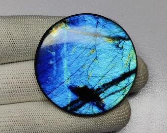 Cabochon di fuoco blu labradorite di qualità AAA / Cabochon rotondo labradorite blu / Pietre preziose labradorite naturali / Labradorite rotondo 50×50 mm