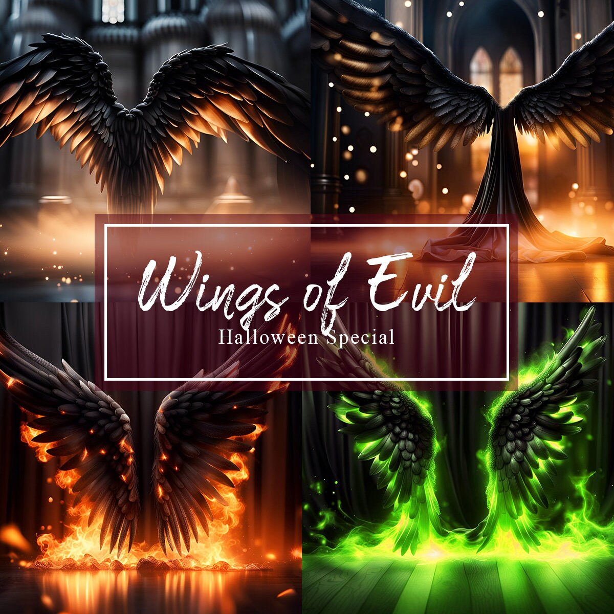 20 Devil Wings Backdrop Wings Ovelay Halloween Scene Backdrop