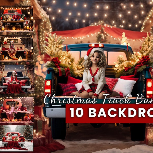 Christmas Truck Backdrop for Photography. Christmas Backderop. Photoshop, Instand Download. Winter Wonderland Background