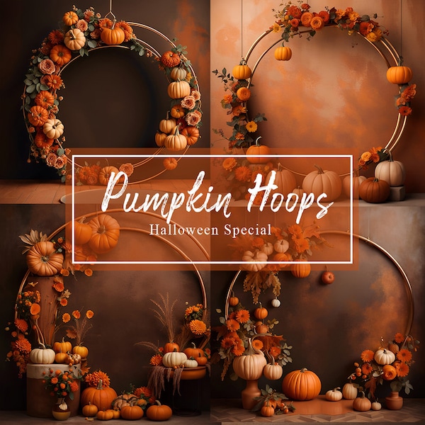 Halloween backdrop Pumpkin hoops background for photography Halloween scene backdrop pumpkin
