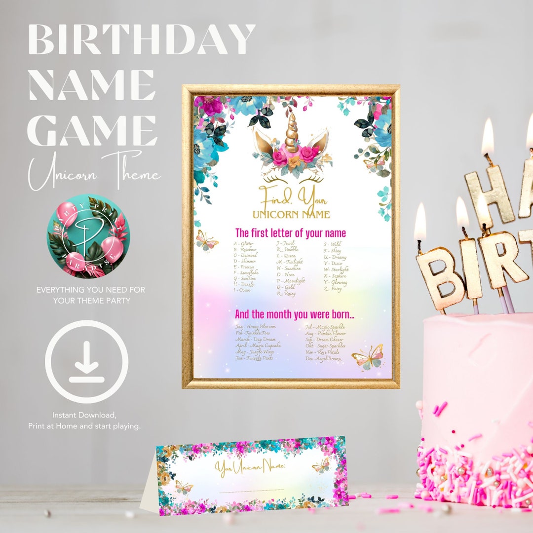 Unicorn Name Game for Birthday What is Your Unicorn Name Printable Game ...