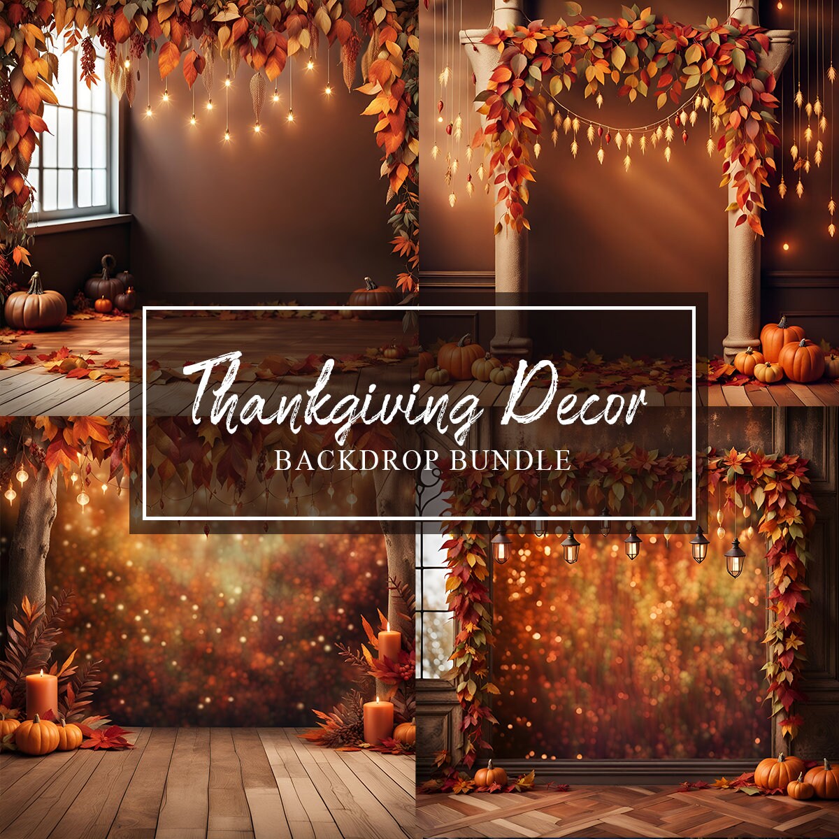 Custom Yellow Leaves Thanksgiving Dinner Backdrop - Lofaris