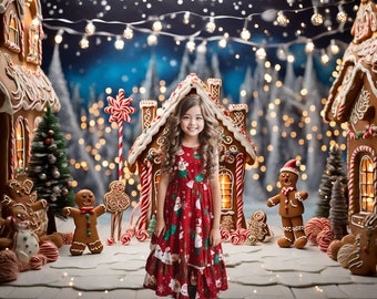 Ginger Bread Backdrop for Christmas. Print 261x171cm. Photoshop, Green Screen, Photoshoot or decoration. Xmas Backdrop