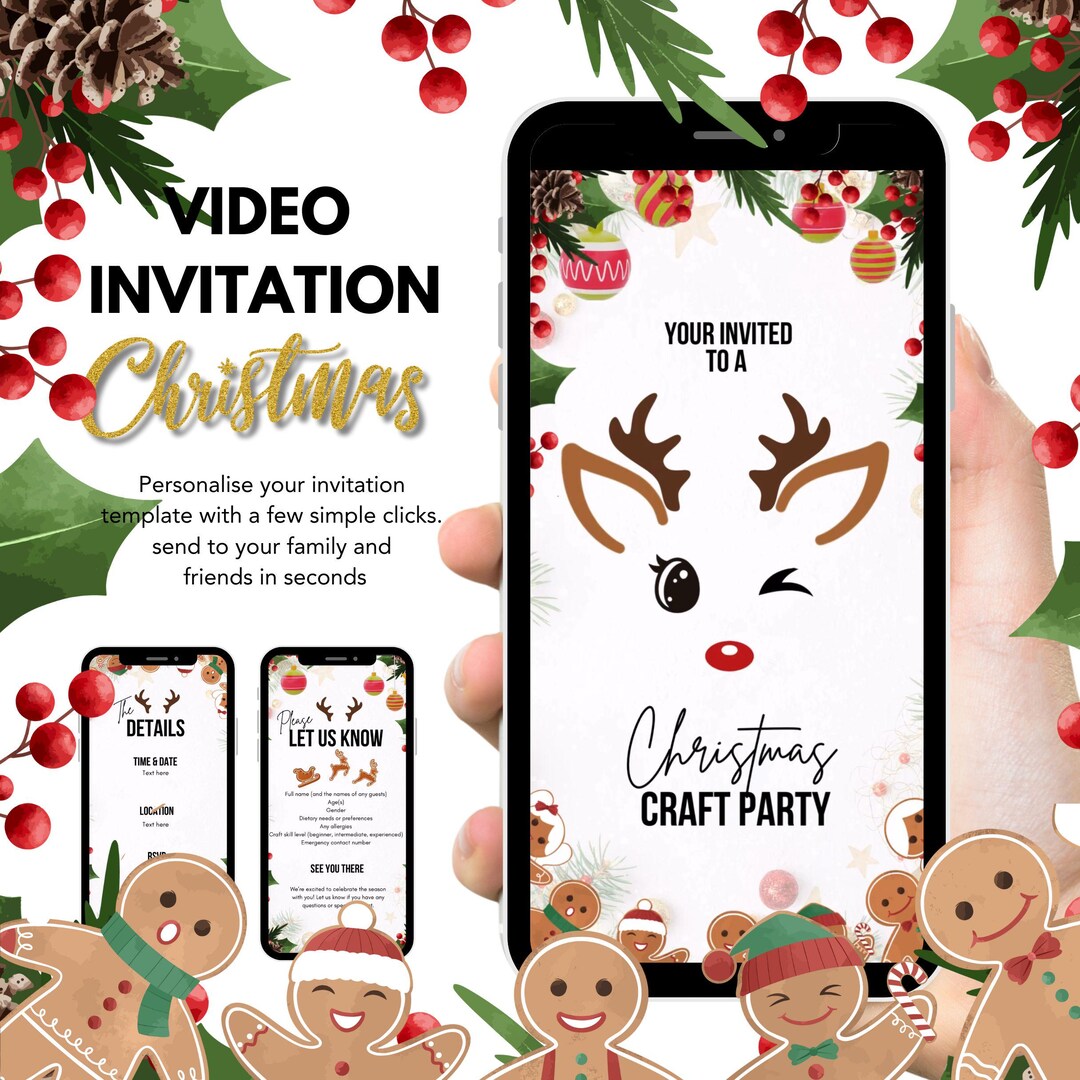 Vídeo de invitación de Navidad para plantilla de fiesta navideña ...
