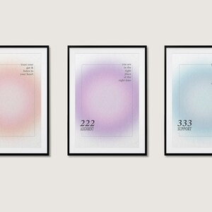 Angel Number Poster Set of 3 | Trendy Aura Energy Spiritual Wall Art 111-222-333 Wall Art Home Decor Idea Home Gift Printable Art