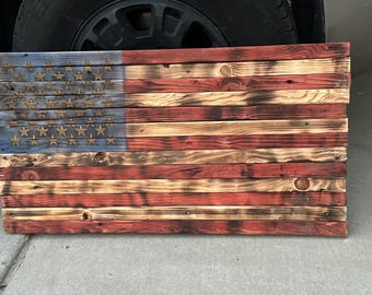 Wooden American Flag hand made from reclaimed wood