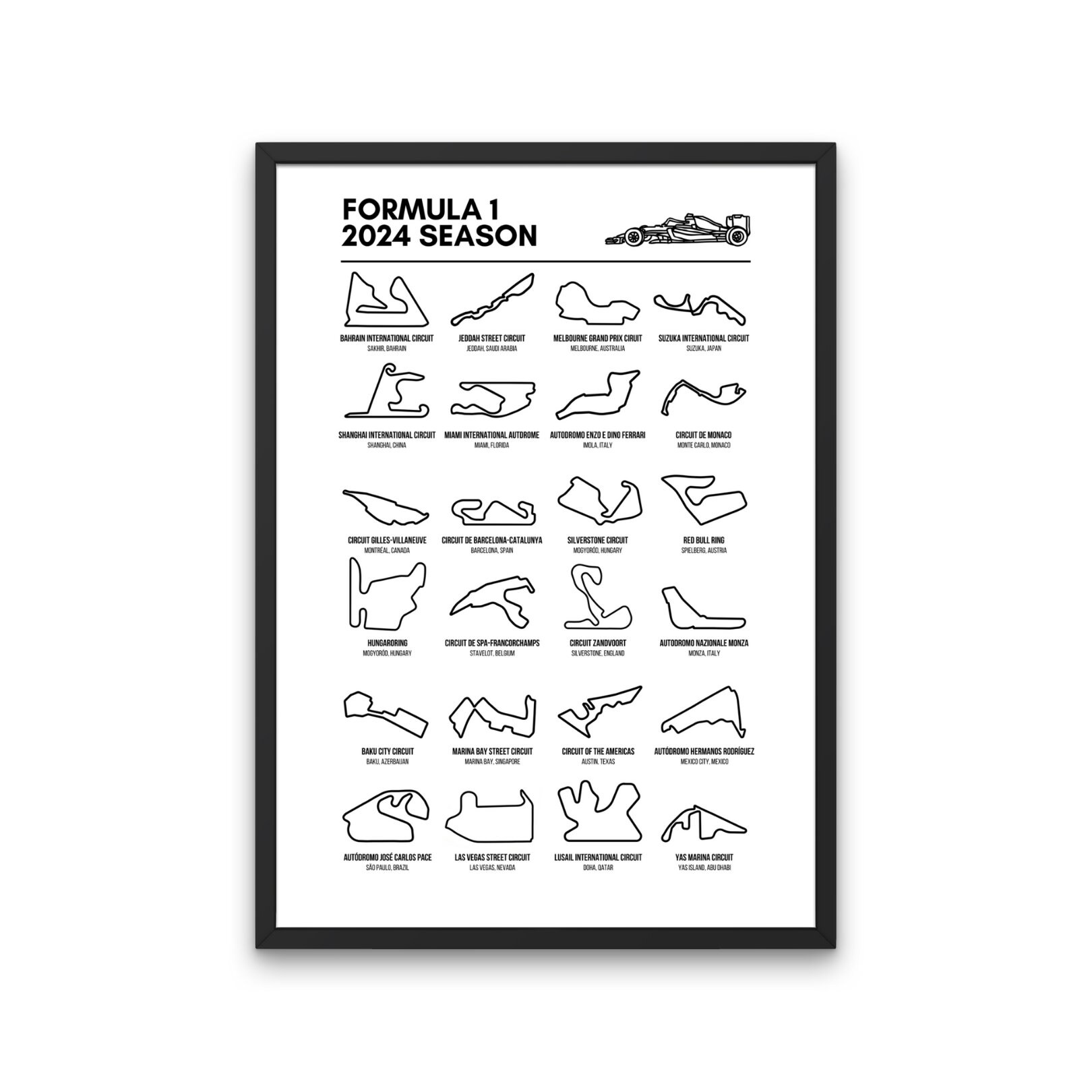 F1 2024 Calendar Formula 1 Wall Art Formula 1 Gifts F1 Etsy Australia