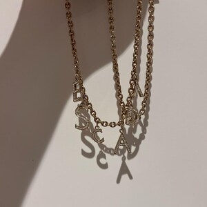 Vintage Escada ESCADA Crystal Letter Charm Necklace Gold Rhinestone RARE