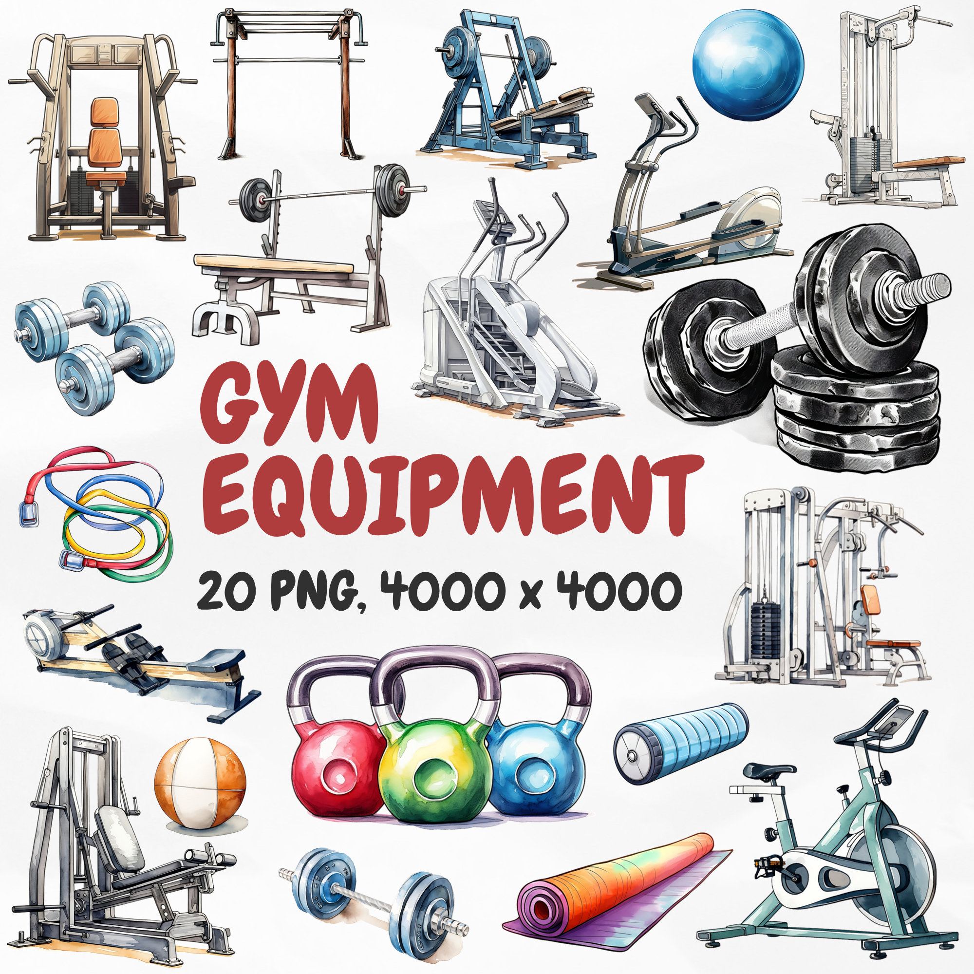 Premium Vector  Fitness equipment watercolor clipart set gym accessories  female training clothes nutrition