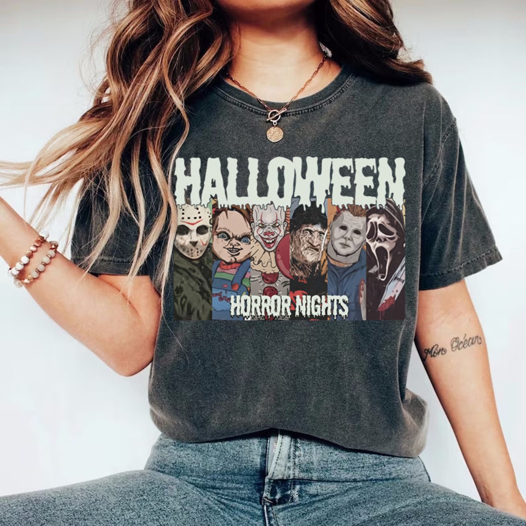 Vintage Halloween Horror Nights Shirt Retro Horror Characters Etsy