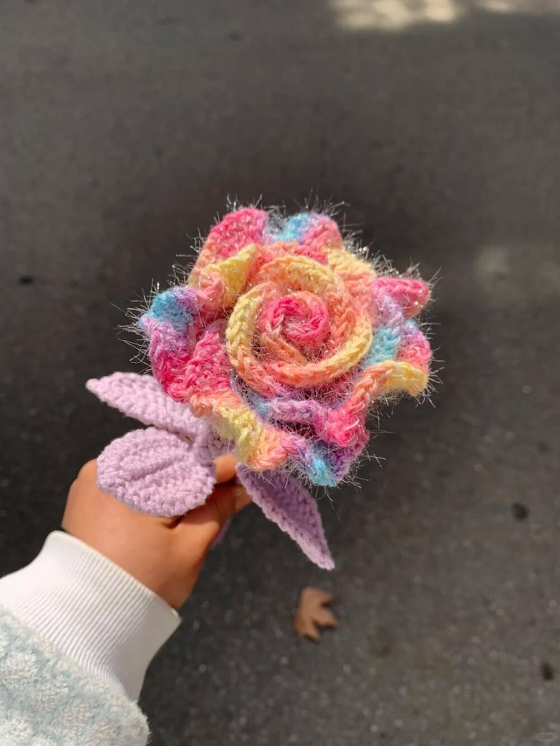 Diy Gradient Roses Blue Crochet Rose Digital Pattern Fantasy Gradient Roses in Blue ...