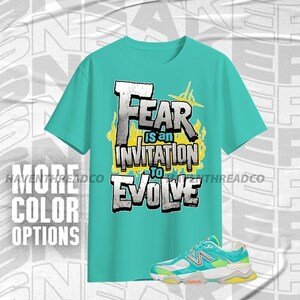NBL Cyan Burst 9060 Run Into Fear Teal Wit Zwart Shirt Match-sneaker, canvas Bella-shirt