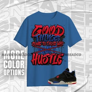 AJ 4 Rare Air Good Things Blue Red Black Color Shirt Match Sneaker, Bella Canvas Shirt