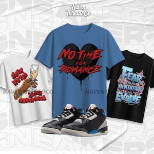 AJ 3 Rare Air New Shirt Collection, Blue Red Color Shirt to match Sneaker, Gift for Sneakerhead, Jordan Matching Tee