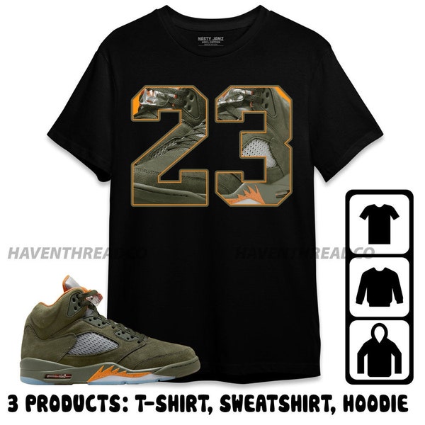 Jordan 5 Olive Unisex T-Shirt, Sweatshirt, Hoodie, Number 23 CM5, Shirt To Match Sneaker