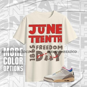 AJ 3 Seoul 2.0 1865 Freedom Day Natural Blue Red Unisex T-Shirt, Hoodie, Sweatshirt To Match Sneaker, Bella Canvas Shirt