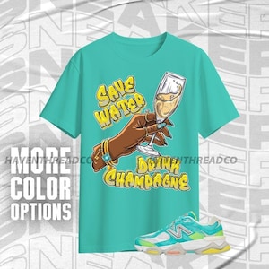 NBL Cyan Burst 9060 Drink Champagne Teal Wit Zwart Shirt Match-sneaker, canvas Bella-shirt