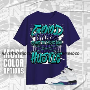AJ 5 Grape Good Things Team Navy Purple White Color Shirt Match Sneaker, Bella Canvas Shirt