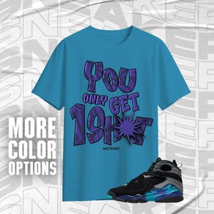 AJ 8 Aqua One Shot Only Black Blue Purple Color Shirt Match Sneaker, Bella Canvas Shirt