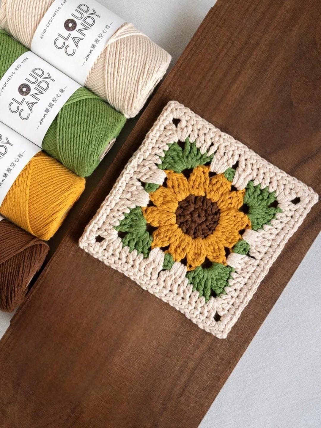 Sunflower Coaster Crochet Pattern Beginner Granny Square PDF Download ...