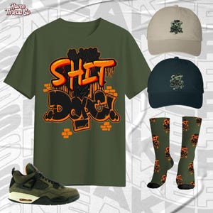 AJ 4 Undefeated Dope By Nature Military Green Color Shirt, Socks, Hat Match Sneaker, Bella Canvas Shirt