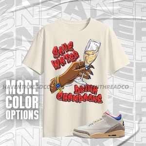 AJ 3 Seoul 2.0 Drink Champagne Natural Red Blue Color Shirt Match Sneaker, Bella Canvas Shirt